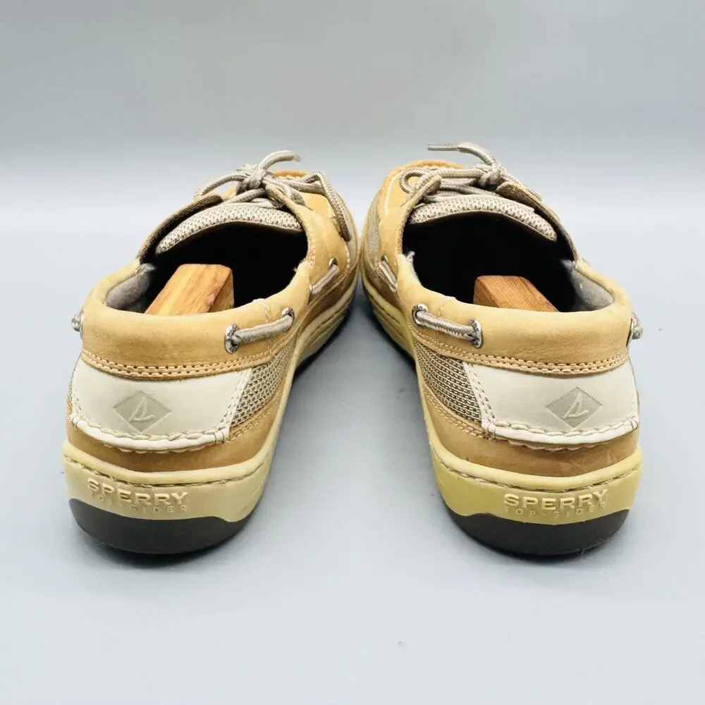 Sperry Shoes Mens 10 Brown Leather Top Sider Boat Mesh 2 Eye Deck Casual Classic - Picture 8 of 12
